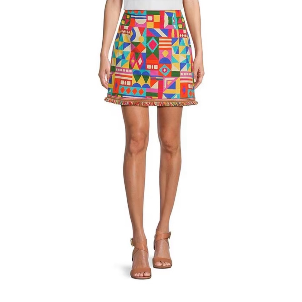 Antonio Melani Noa Geometric Printed Coordinating Mini Cotton Pencil Skirt